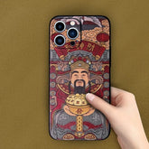 iPhone 16 Pro Max 6.7″ Case - TPU Textured Art with God of Wealth Pattern